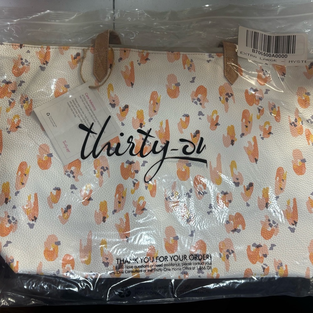 Thirty-One White and Orange Tote Bag